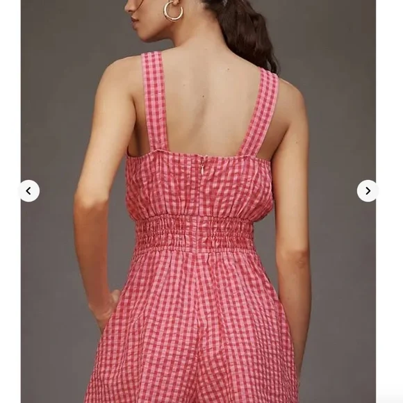 Anthropologie Somerset pink checked romper, XS, GL1303 - Picture 2 of 6